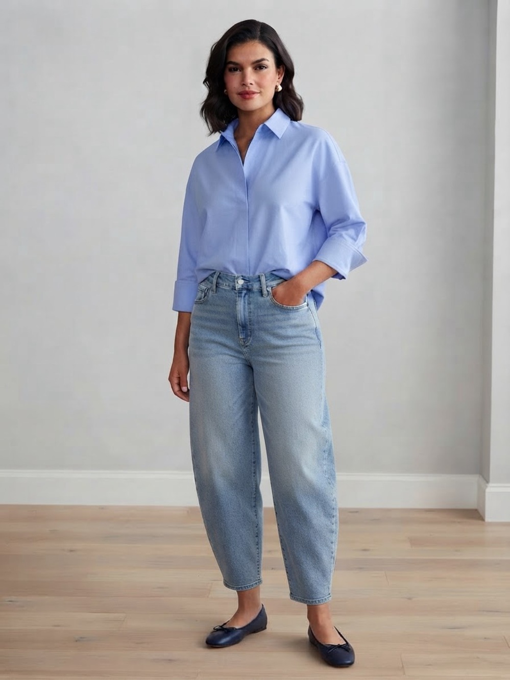 Zara Light Blue Button-Down Relaxed Fit Shirt - Sz M